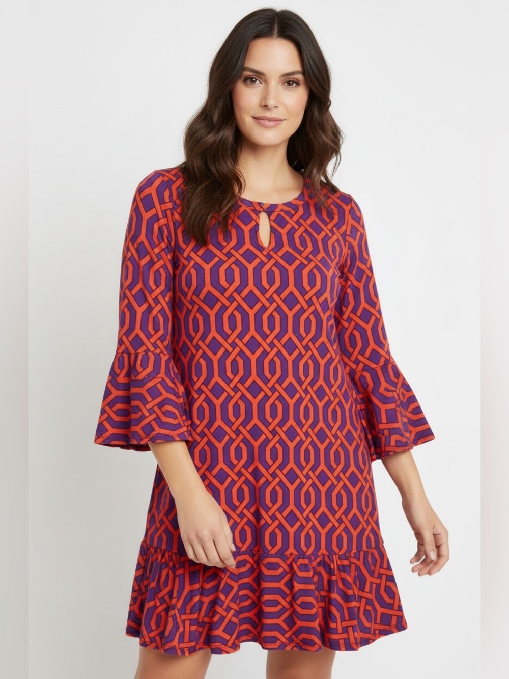 Escapada Red and Purple Geometric Dress. Size S NWT